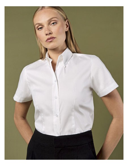 KUS-KK701-Womens Tailored Fit Corporate Oxford Shirt Short Sleeve 2